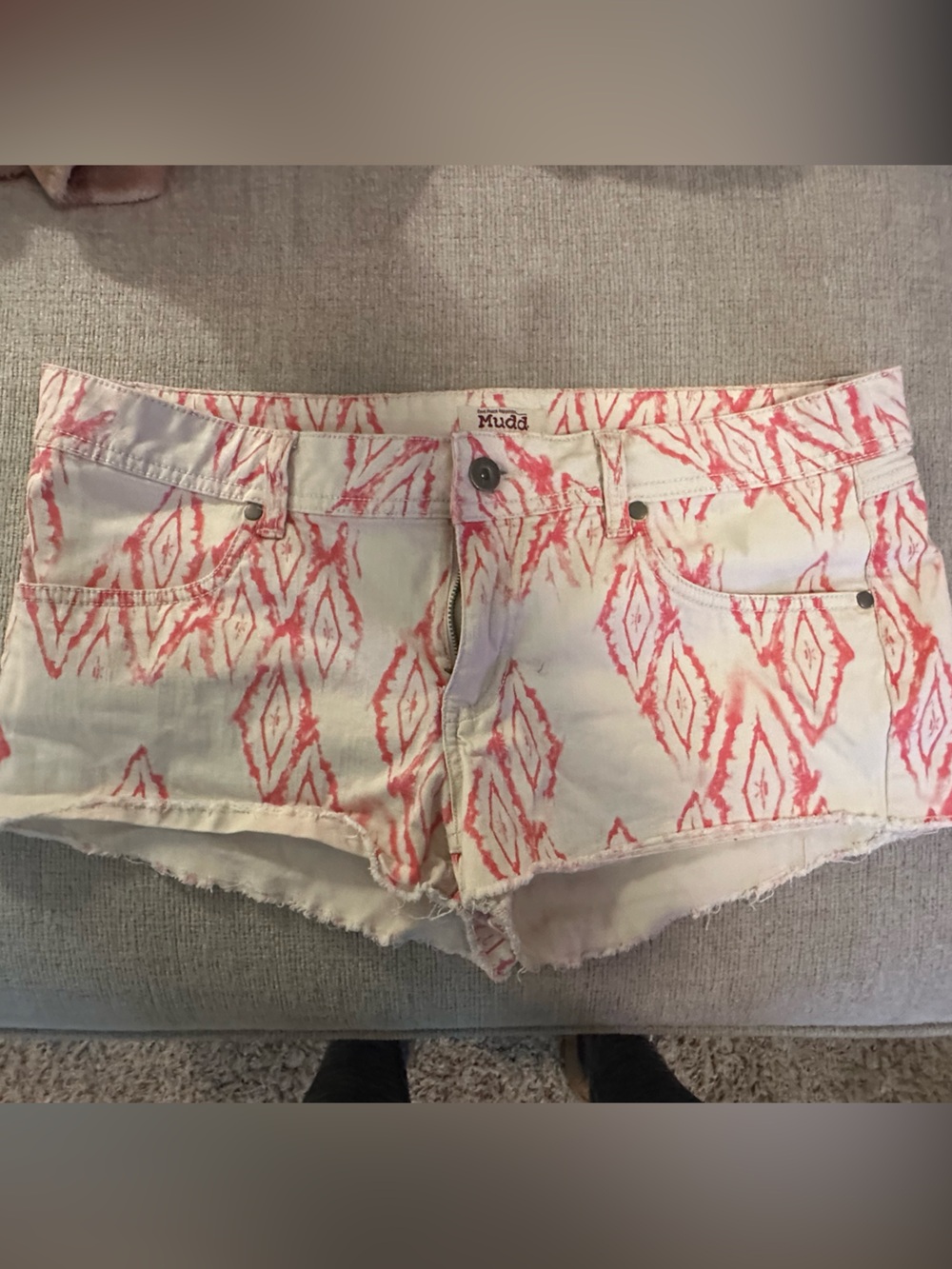 Mudd White Shorts with Pink Aztec Print